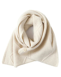 Merino Wool Jacquard Twist Button Neck Scarf