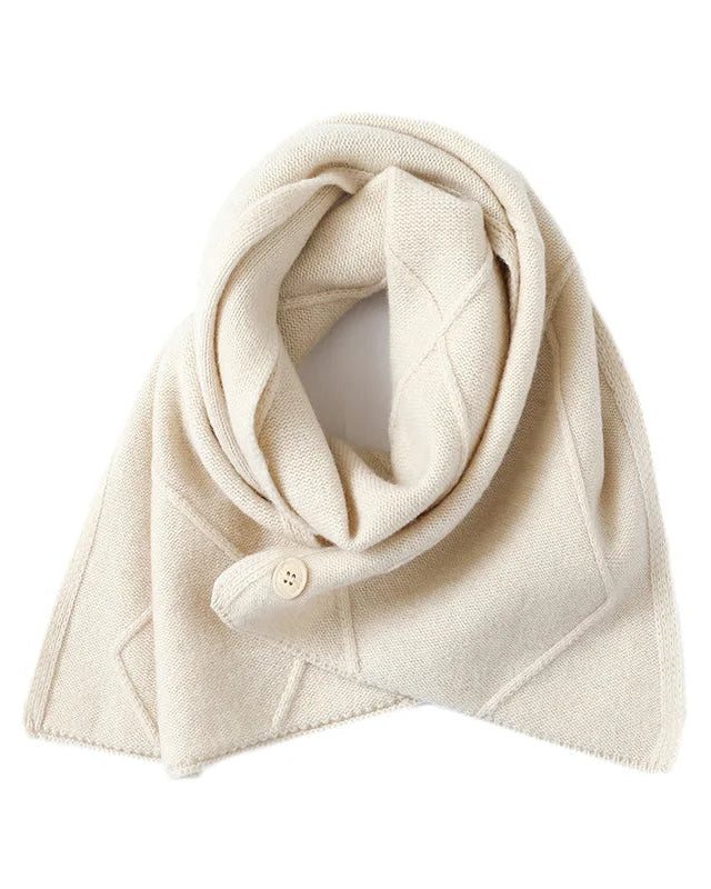 Merino Wool Jacquard Twist Button Neck Scarf