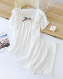 Cotton Crepe Square-Neck Pajama Set