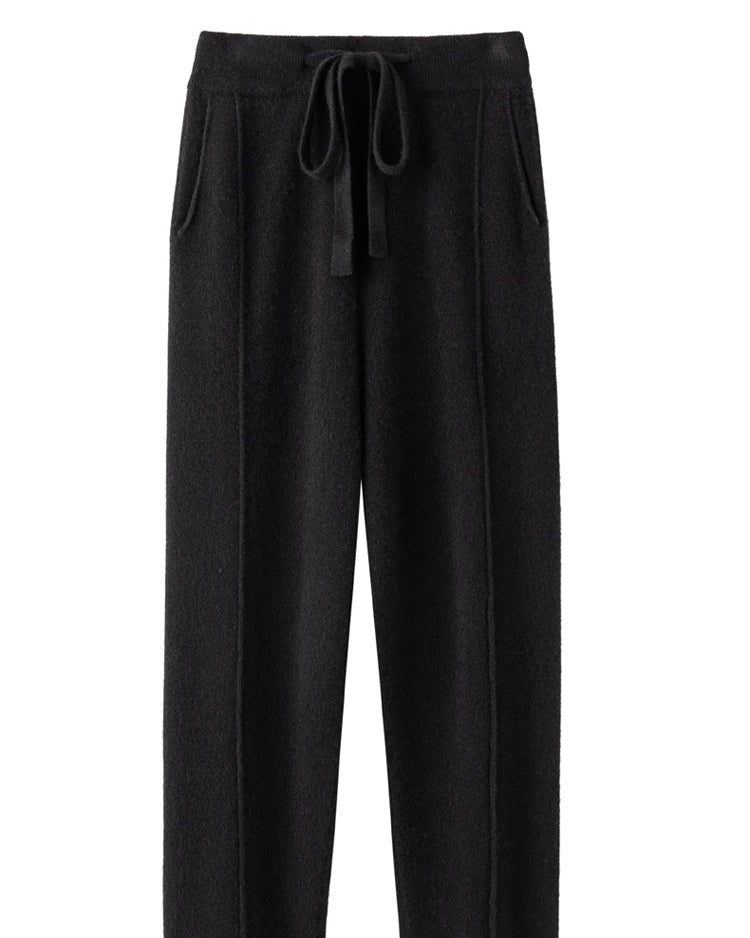 Wool Blend Wide-Leg Knit Pants