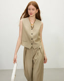 Tailored Linen Blend V-Neck Vest