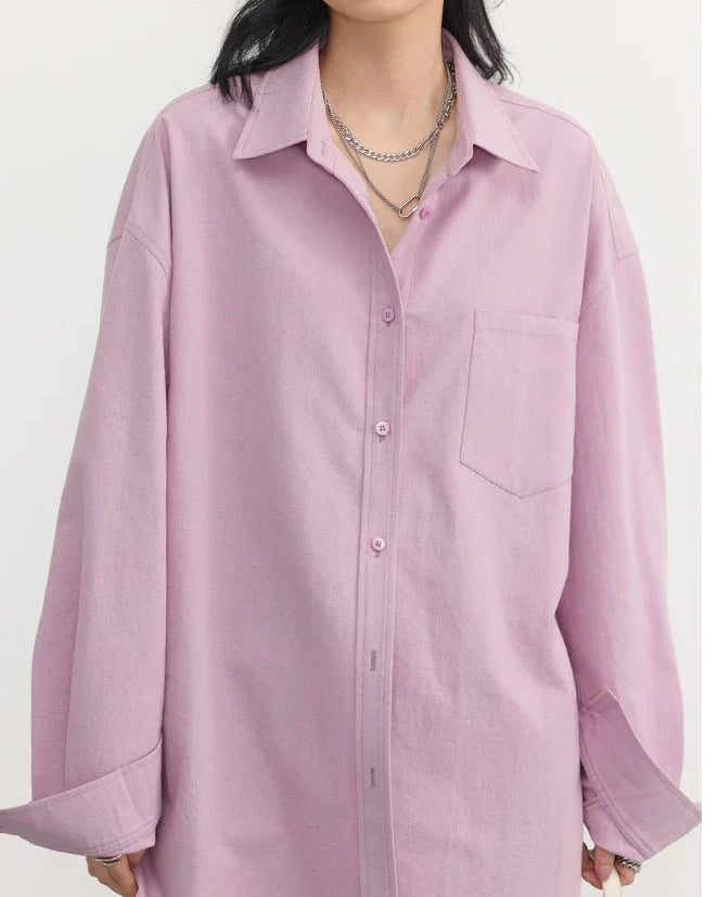 Oversized Long-sleeved Cotton Shirt