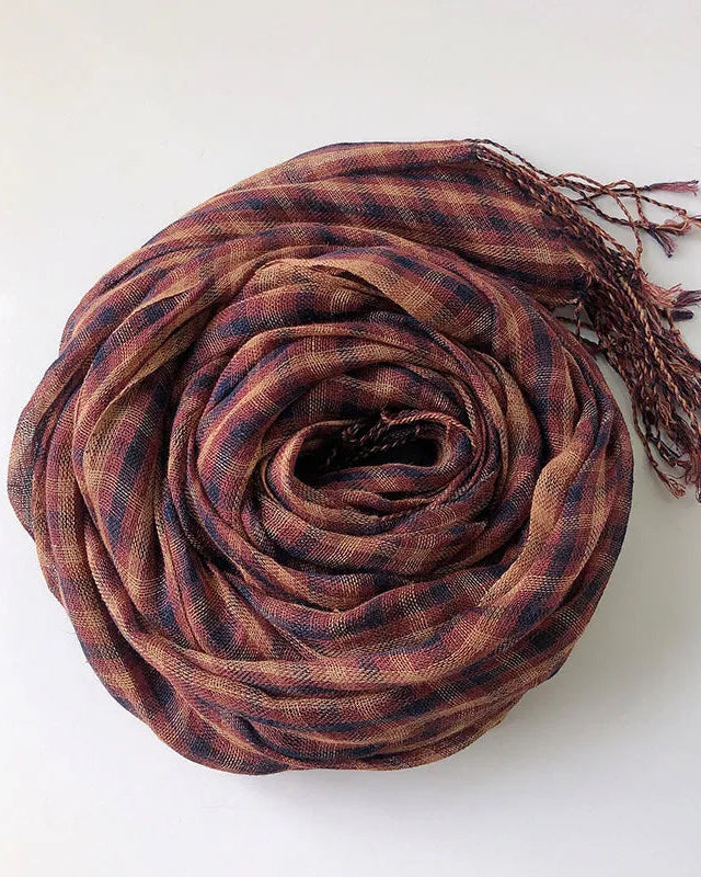 Checked Linen Scarf