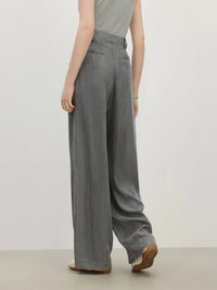 Draped Relaxed Wide-Leg Denim Pants
