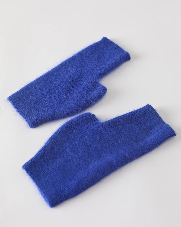 Raccoon Wool Fingerless Thumb Hole Gloves