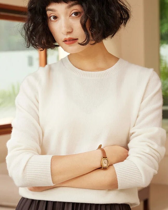 Cashmere Crew Neck Long-Sleeved Pullover Sweater