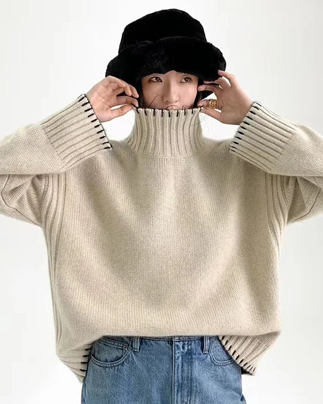 Oversized 100% Wool Turtleneck Sweater