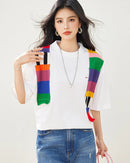 Spliced Crewneck Relaxed Knit Tee
