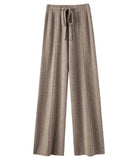 Cotton Wool Wide-Leg Knit Pants