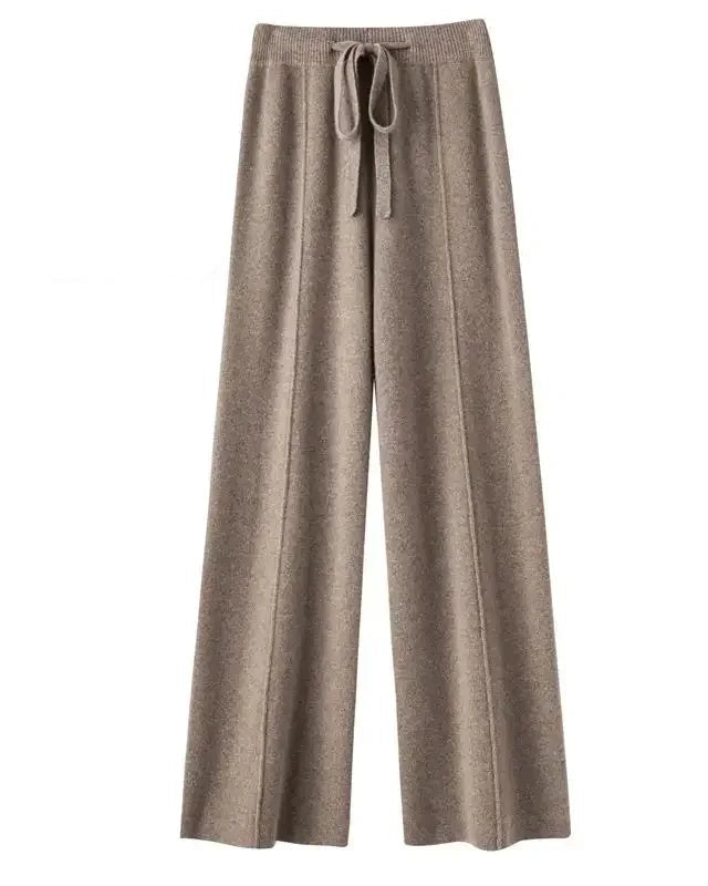 Cotton Wool Wide-Leg Knit Pants