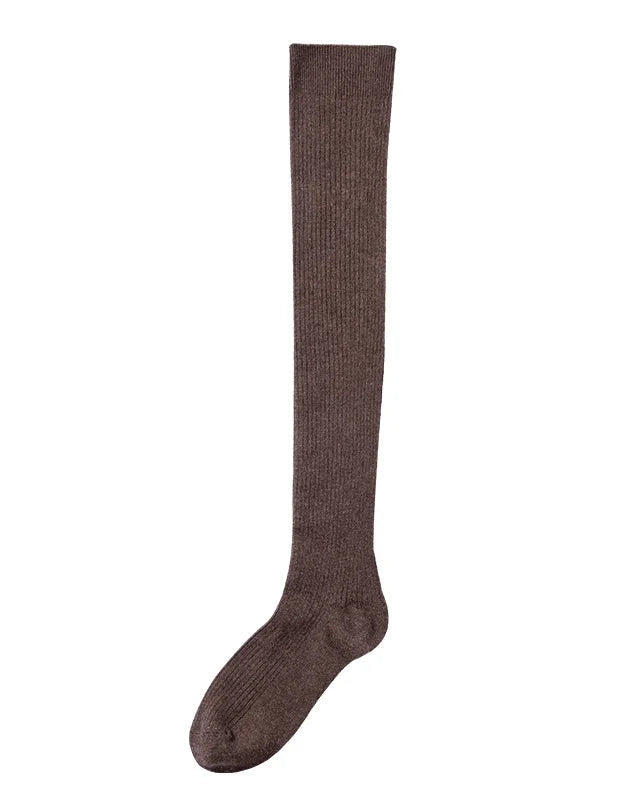 Ribbed Knit Wool Over-Knee Stockings