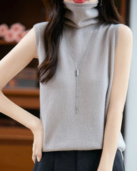 Wool Turtleneck Sleeveless Knit Vest