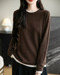 Layered-Look Wool-Blend Knit Top