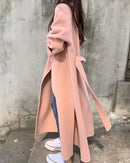 Women's Long Belted Lapel Coat