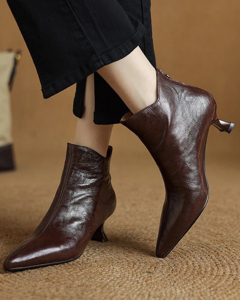 Retro Pointed-Toe Fashion Chunky Heel Ankle Boots