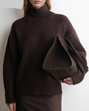 Oversized Turtleneck Heavyweight Knit Pullover