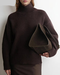 Oversized Turtleneck Heavyweight Knit Pullover