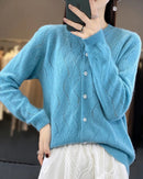 Merino Wool Hollow Knit Cardigan