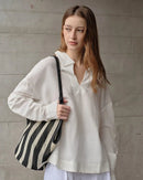 Retro Long-Sleeved V-Neck Casual Loose Shirt