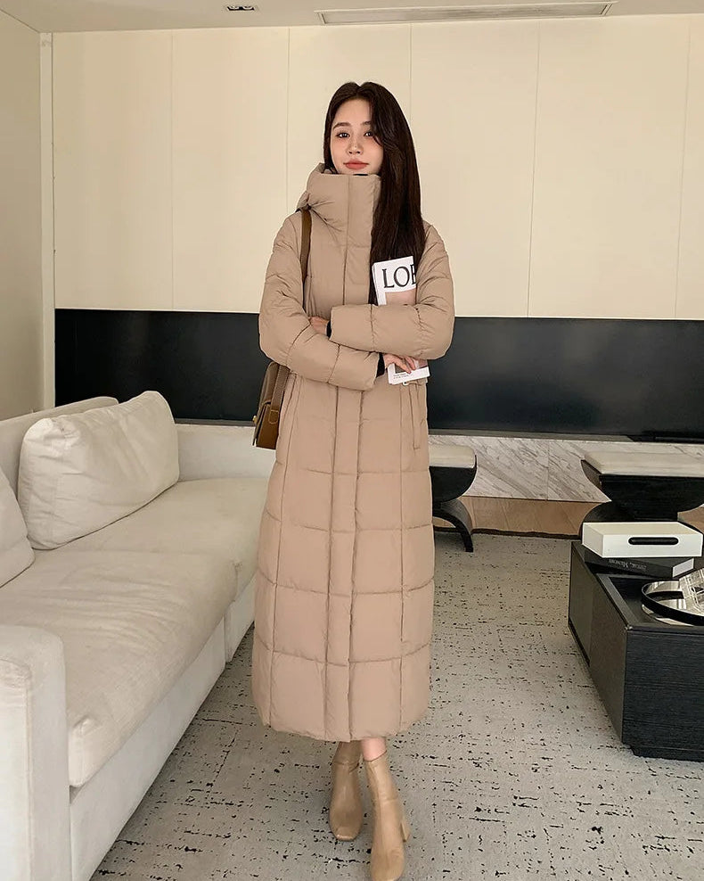 Long Hooded Quilted Puffer Coat