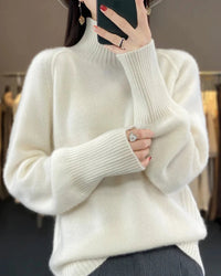 Raglan Merino Wool Mock Neck Sweater
