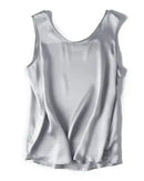 Crew-Neck Sleeveless Silk Top