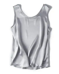 Crew-Neck Sleeveless Silk Top