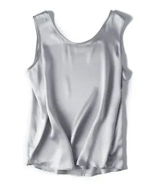 Crew-Neck Sleeveless Silk Top