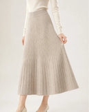 Merino Wool Pleated Midi Skirt