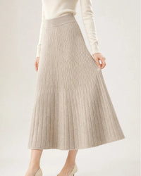 Merino Wool Pleated Midi Skirt