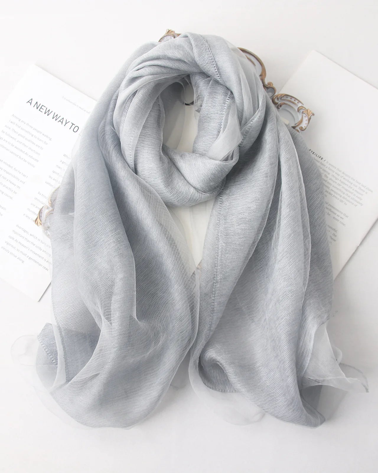 Lightweight Silk Wool Knit Shawl