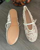 Embroidered Strappy Ballet Flats