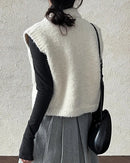 Turn Down Collar Knit Sleeveless Vest