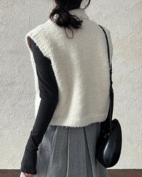 Turn Down Collar Knit Sleeveless Vest