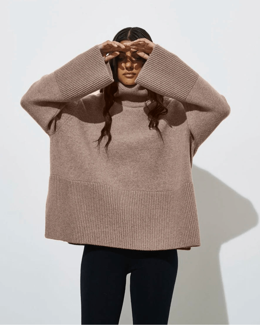 Turtle Neck Basic Knitted Split Pullover