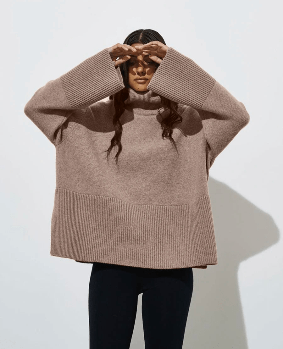 Turtle Neck Basic Knitted Split Pullover