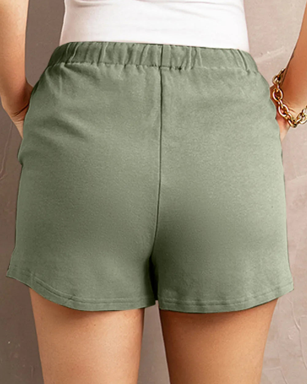 High-Waist Drawstring Casual Shorts