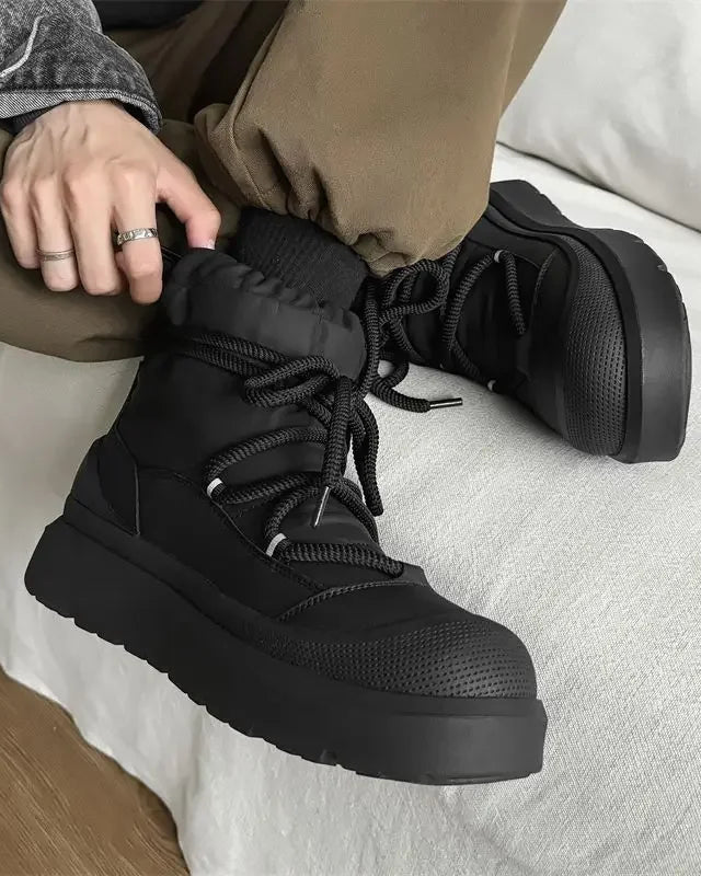 Fur-Lined Lace-Up Snow Boots