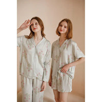 Flower Printed Satin Pajama Set