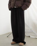 Plush Pleated Wide-Leg Trousers