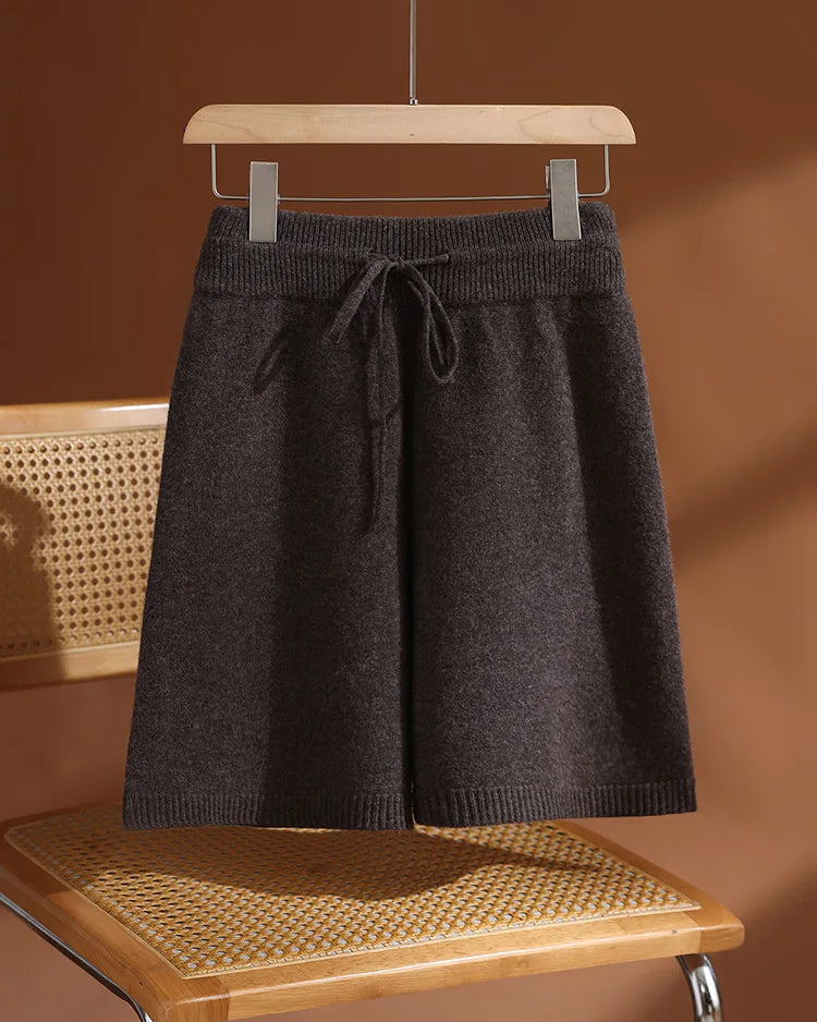 Merino Wool Drawstring Knit Shorts