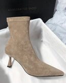 Stylish Pointed-Toe Side Zipper Sock Boots