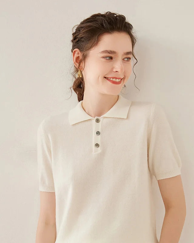 Women's Short Sleeve Polo Sweater
