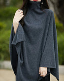 Wool Shawl-Style Mid-Length Sleeveless Pullover