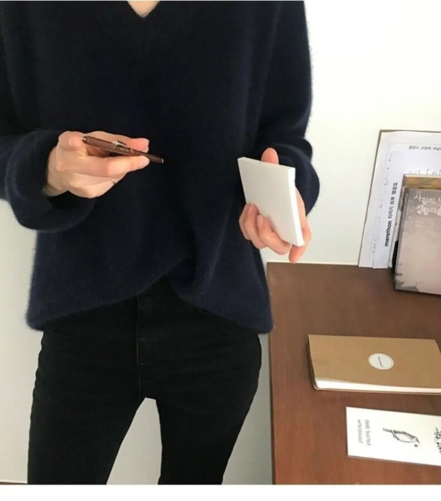 Gentle Herd Slouchy V-neck Wool Sweater