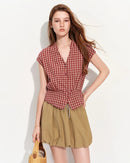 V-Neck Sleeveless Cotton Blouse
