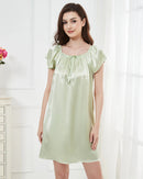 Mulberry Silk Flutter-Sleeve Mini Nightgown