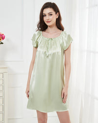 Mulberry Silk Flutter-Sleeve Mini Nightgown