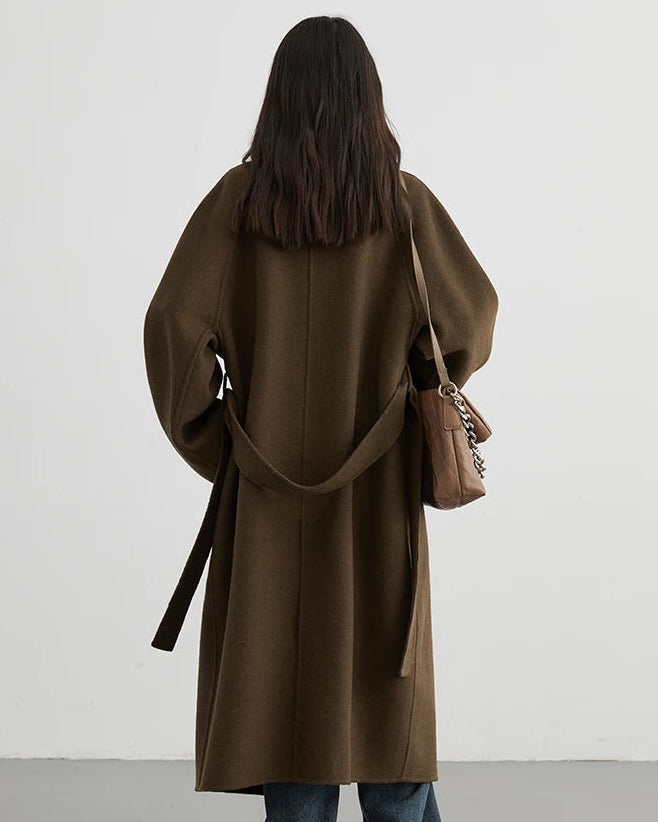 Long Double-Faced Wool Blend Coat