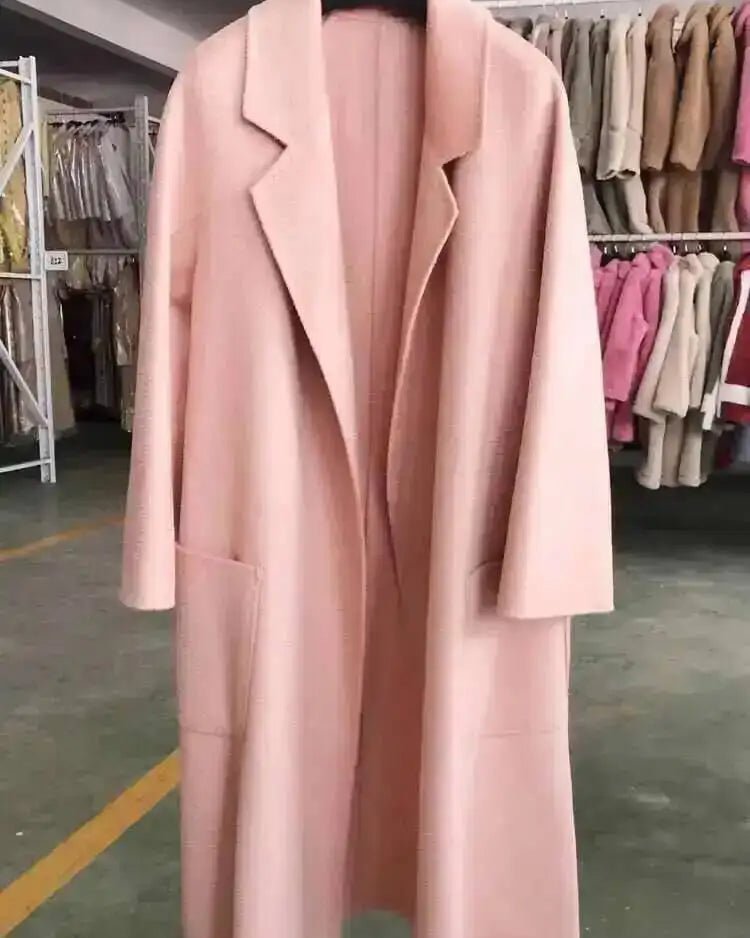 Belted Wool-Blend Wrap Coat